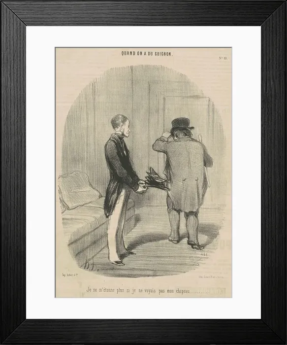 Framed Print : Je ne m'étonne plus si je ne voyais pas mon chapeau... 19th century. Creator: Honore Daumier Framed Print : Je ne m'étonne plus si je ne voyais pas mon chapeau... 19th century. Creator: Honore Daumier