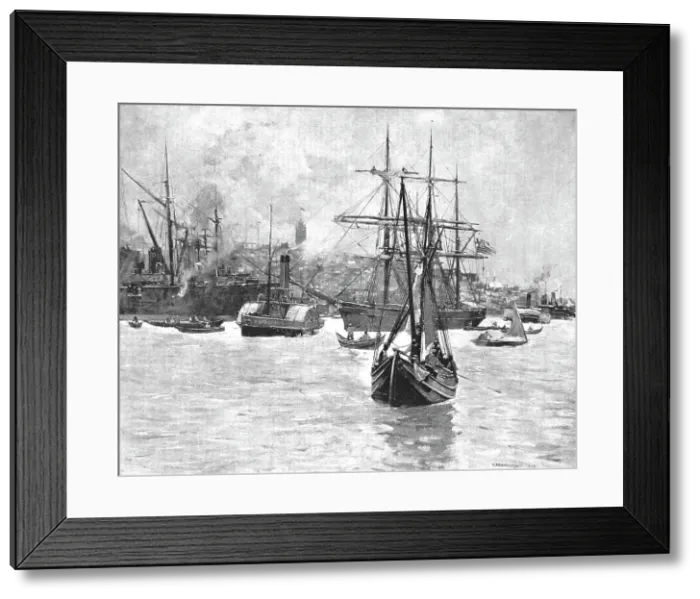 Framed Print : The Eastern Question -- The Shipping in the Bosphorus off Galata, 1891. Creator: Frank Brangwyn Framed Print : The Eastern Question -- The Shipping in the Bosphorus off Galata, 1891. Creator: Frank Brangwyn