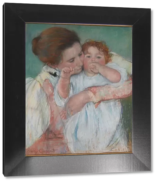 Mother and child on green background or Maternity, 1897. Creator: Cassatt, Mary (1845-1926)