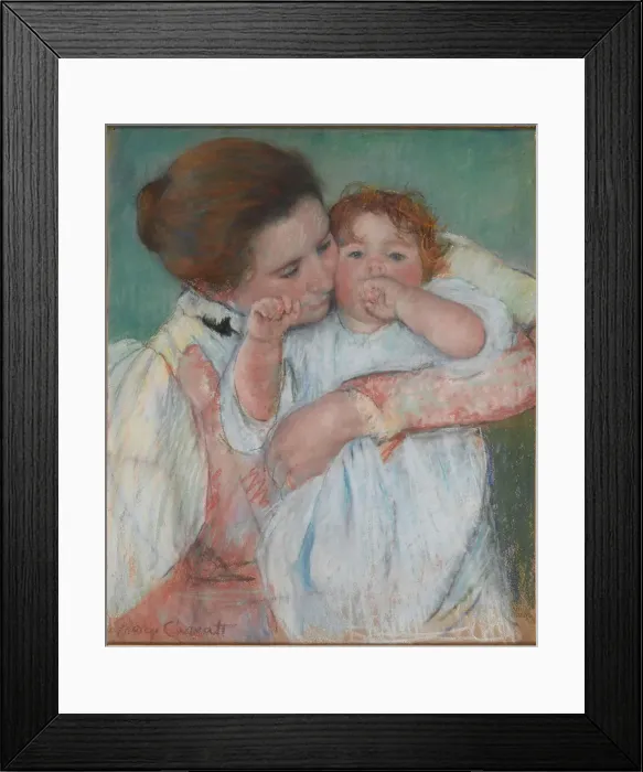 Framed Print : Mother and child on green background or Maternity, 1897. Creator: Cassatt, Mary (1845-1926) Framed Print : Mother and child on green background or Maternity, 1897. Creator: Cassatt, Mary (1845-1926)