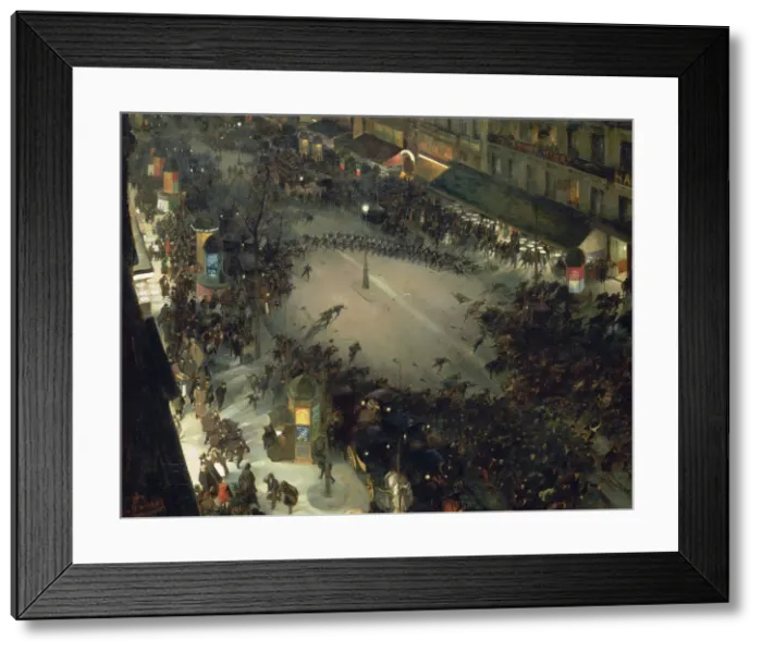 Framed Print : La Charge, boulevard Montmartre, 1902-1903. Creator: Devambez, André Victor Édouard (1867-1943) Framed Print : La Charge, boulevard Montmartre, 1902-1903. Creator: Devambez, André Victor Édouard (1867-1943)