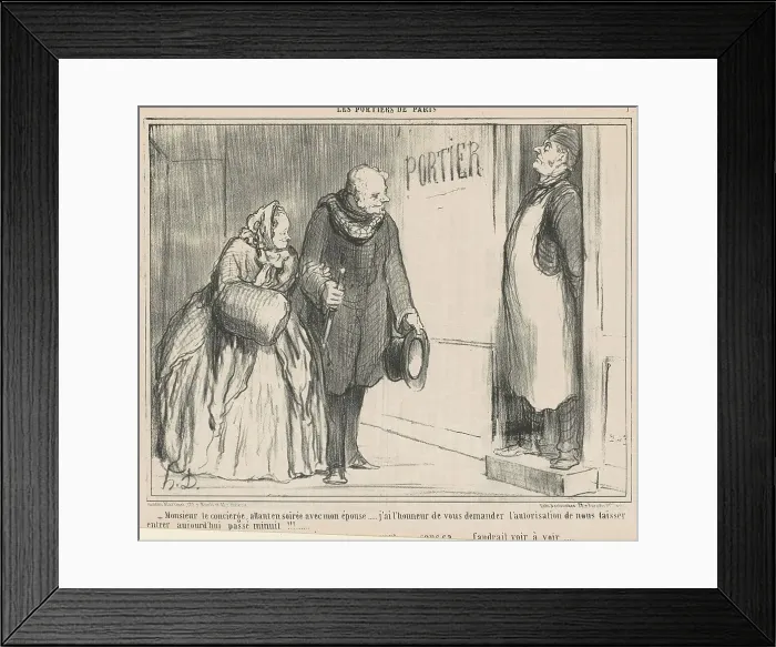 Framed Print : Monsieur le concierge, allant en soirée... 19th century. Creator: Honore Daumier Framed Print : Monsieur le concierge, allant en soirée... 19th century. Creator: Honore Daumier