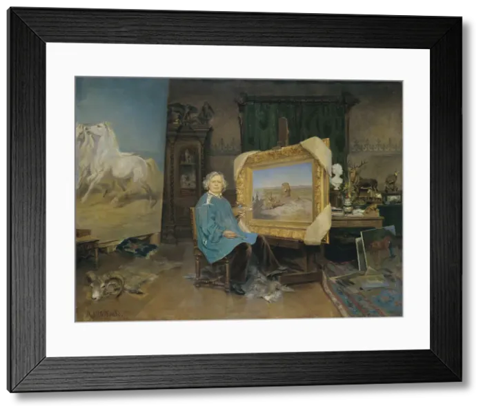 Framed Print : Rosa Bonheur in her studio, 1893. Creator: Achille-Fould, Georges (1868-1951) Framed Print : Rosa Bonheur in her studio, 1893. Creator: Achille-Fould, Georges (1868-1951)