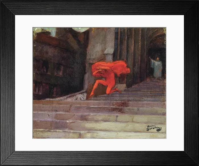 Framed Print : L'eau bénite ou le diable chassé d'une église (Holy water or The devil chased out of church). Creator: Devambez, André Victor Édouard (1867-1943) Framed Print : L'eau bénite ou le diable chassé d'une église (Holy water or The devil chased out of church). Creator: Devambez, André Victor Édouard (1867-1943)