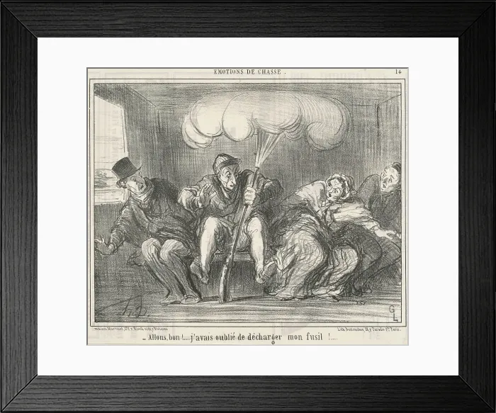 Framed Print : Allons Bon! J'avais oublié de décharger mon fusil!, 19th century. Creator: Honore Daumier Framed Print : Allons Bon! J'avais oublié de décharger mon fusil!, 19th century. Creator: Honore Daumier