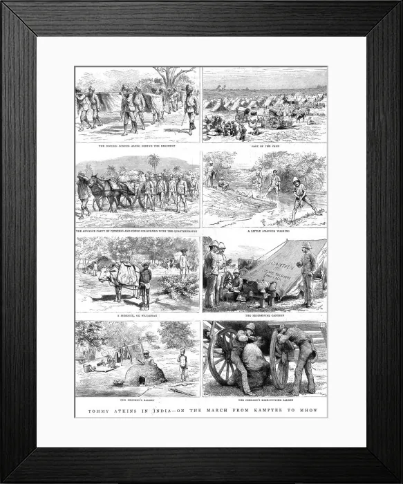 Framed Print : Tommy Atkins in India -- On the March from Kamptee to Mhow, 1890. Creator: Unknown Framed Print : Tommy Atkins in India -- On the March from Kamptee to Mhow, 1890. Creator: Unknown