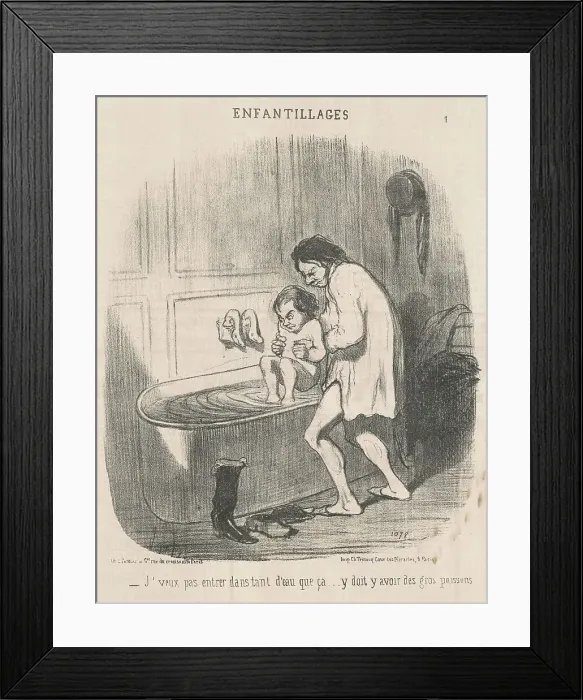 Framed Print : J'veux pas entrer dans tant d'eau... 19th century. Creator: Honore Daumier Framed Print : J'veux pas entrer dans tant d'eau... 19th century. Creator: Honore Daumier