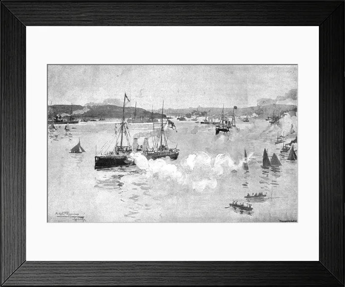 Framed Print : Arrival of the Seven Ships of the Australian Squadron at Port Jackson, New South Wales, 1891. Creator: Albert Henry Fullwood Framed Print : Arrival of the Seven Ships of the Australian Squadron at Port Jackson, New South Wales, 1891. Creator: Albert Henry Fullwood