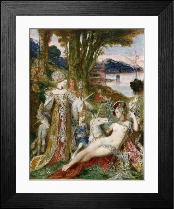 Framed Print : Les Licornes, c. 1888. Creator: Moreau, Gustave (1826-1898) Framed Print : Les Licornes, c. 1888. Creator: Moreau, Gustave (1826-1898)