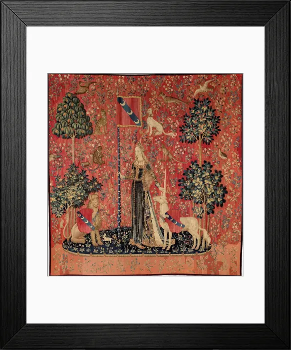 Framed Print : Le Toucher, tenture de la Dame à la licorne, c. 1500. Creator: Anonymous master Framed Print : Le Toucher, tenture de la Dame à la licorne, c. 1500. Creator: Anonymous master