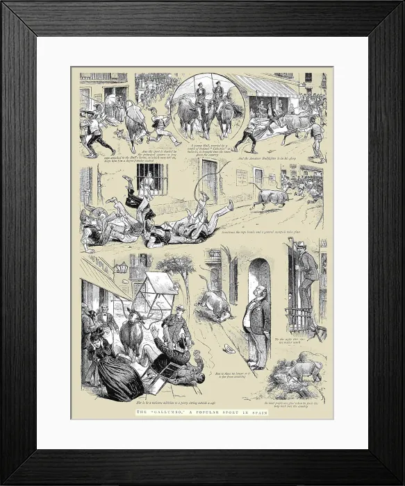 Framed Print : The Gallumbo, a popular Sport in Spain, 1891. Creator: Unknown. The Gallumbo, a popular Sport in Spain, 1891. Creator: Unknown Framed Print : The Gallumbo, a popular Sport in Spain, 1891. Creator: Unknown. The Gallumbo, a popular Sport in Spain, 1891. Creator: Unknown