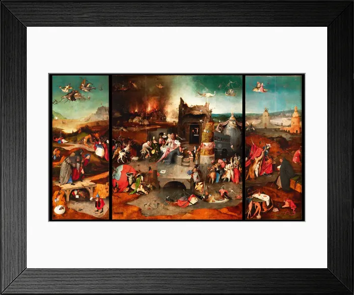 Framed Print : The Temptation of Saint Anthony (Triptych), c. 1500. Creator: Bosch, Hieronymus (c. 1450-1516) Framed Print : The Temptation of Saint Anthony (Triptych), c. 1500. Creator: Bosch, Hieronymus (c. 1450-1516)