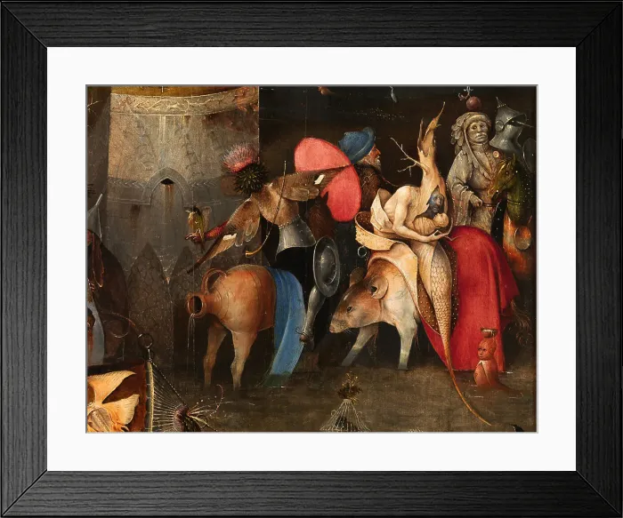 Framed Print : The Temptation of Saint Anthony (Triptych). Detail, c. 1500. Creator: Bosch, Hieronymus (c. 1450-1516) Framed Print : The Temptation of Saint Anthony (Triptych). Detail, c. 1500. Creator: Bosch, Hieronymus (c. 1450-1516)