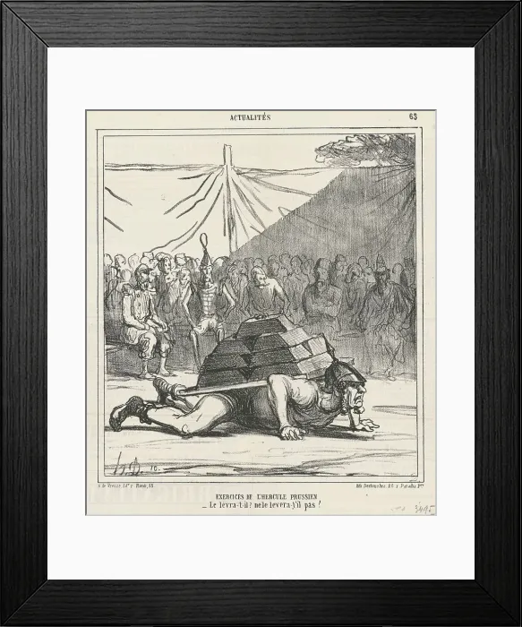 Framed Print : Exercises de l'Hercule Prussien, 19th century. Creator: Honore Daumier Framed Print : Exercises de l'Hercule Prussien, 19th century. Creator: Honore Daumier