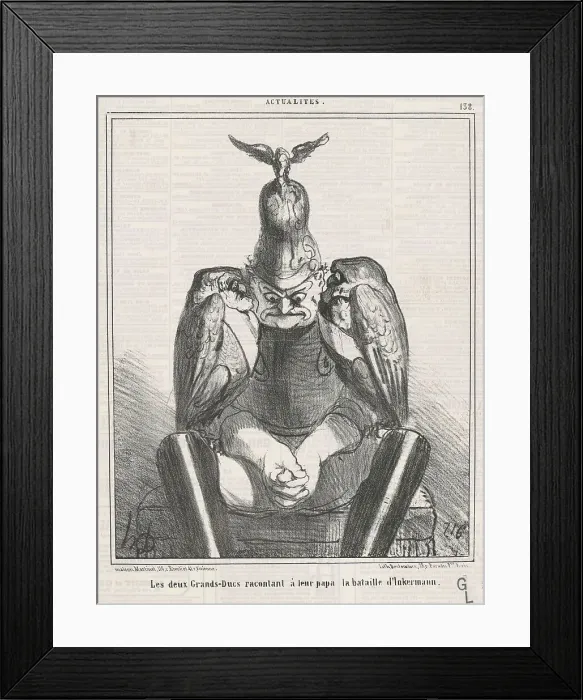 Framed Print : Le deux grands ducs racontant...Inkermann, 19th century. Creator: Honore Daumier