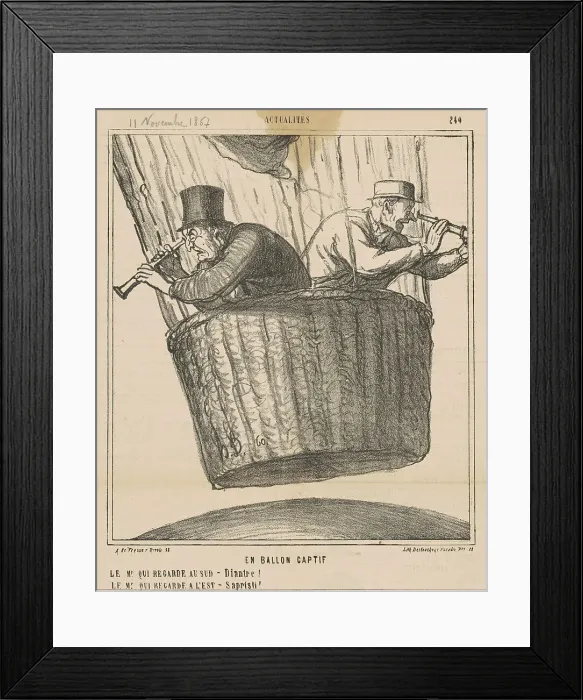 Framed Print : En ballon captif, 19th century. Creator: Honore Daumier Framed Print : En ballon captif, 19th century. Creator: Honore Daumier