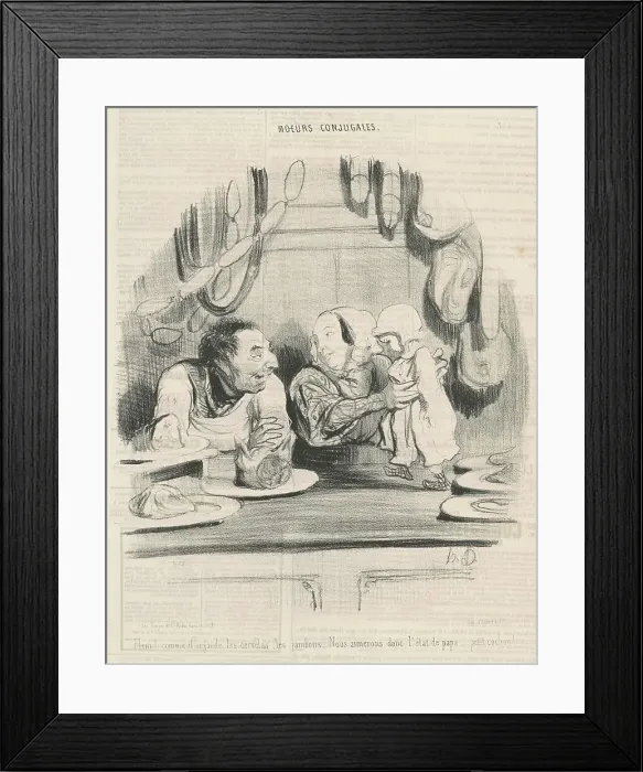 Framed Print : Hein! comme il regarde les cervelas... 19th century. Creator: Honore Daumier Framed Print : Hein! comme il regarde les cervelas... 19th century. Creator: Honore Daumier