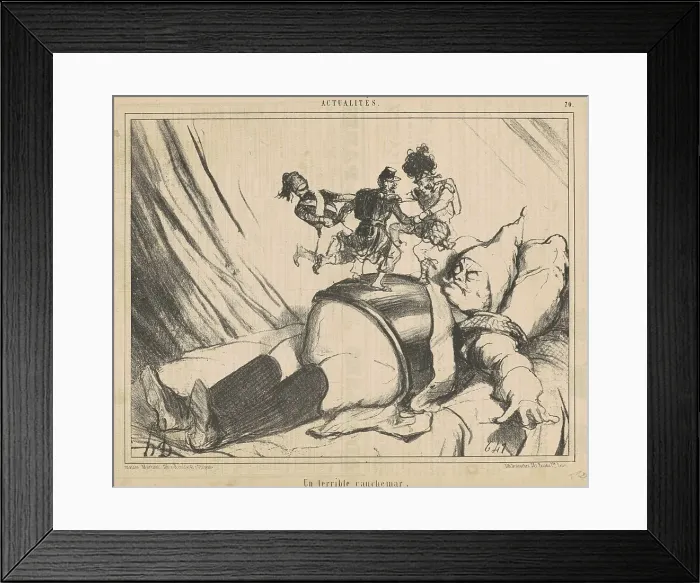 Framed Print : Un terrible cauchemar, 19th century. Creator: Honore Daumier Framed Print : Un terrible cauchemar, 19th century. Creator: Honore Daumier