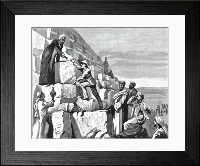 Framed Print : H.R.H. The Prince of Wales in Egypt -- The Ascent of the Great Pyramid, 1891. Creator: Unknown Framed Print : H.R.H. The Prince of Wales in Egypt -- The Ascent of the Great Pyramid, 1891. Creator: Unknown