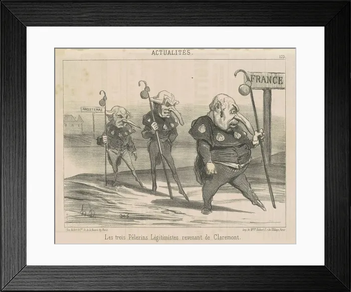 Framed Print : Le trois légitimistes... revenant de Claremont, 19th century. Creator: Honore Daumier Framed Print : Le trois légitimistes... revenant de Claremont, 19th century. Creator: Honore Daumier