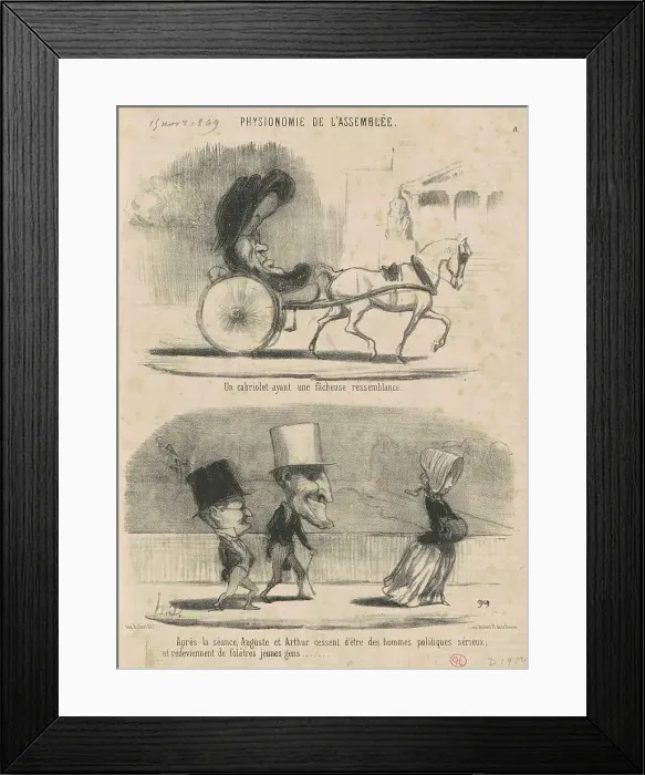 Framed Print : Un cabriolet ayant une facheuse ressemblance... 19th century. Creator: Honore Daumier Framed Print : Un cabriolet ayant une facheuse ressemblance... 19th century. Creator: Honore Daumier