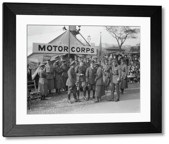 Framed Print : Motor Corps, with Major Bastedo, between 1917 and 1919. Creator: Arnold Genthe