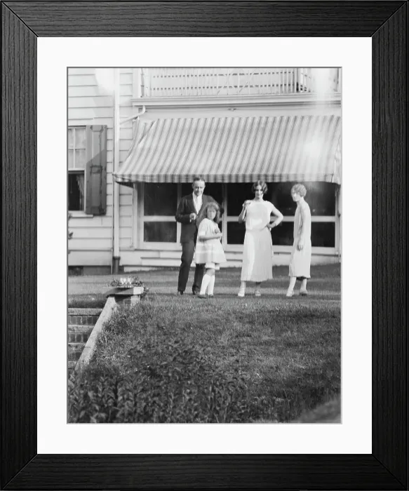 Framed Print : Dunning family, standing outside house, 1925 July 9. Creator: Arnold Genthe Framed Print : Dunning family, standing outside house, 1925 July 9. Creator: Arnold Genthe