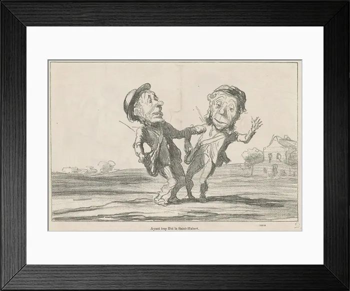 Framed Print : Ayant trop fêté la Saint-Hubert, 19th century. Creator: Honore Daumier Framed Print : Ayant trop fêté la Saint-Hubert, 19th century. Creator: Honore Daumier