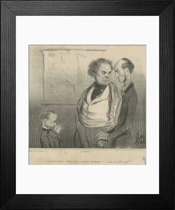 Framed Print : L'instituteur: votre fils me fera honneur!... 19th century. Creator: Honore Daumier Framed Print : L'instituteur: votre fils me fera honneur!... 19th century. Creator: Honore Daumier