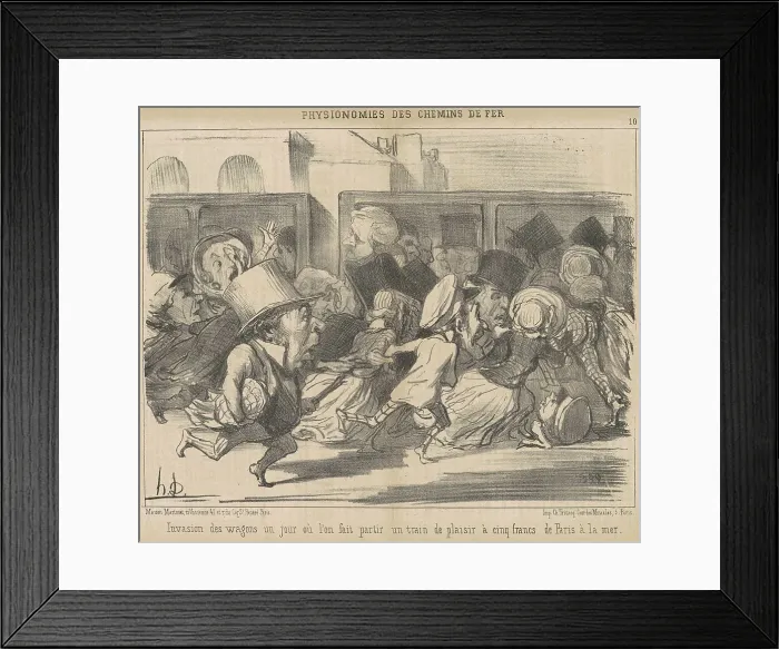 Framed Print : Invasion es wagons un jour ou l'on fait partir, 19th century. Creator: Honore Daumier Framed Print : Invasion es wagons un jour ou l'on fait partir, 19th century. Creator: Honore Daumier