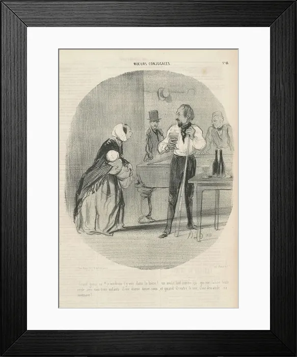 Framed Print : Grand Gueux va! je voudrais t'y voir, 19th century. Creator: Honore Daumier Framed Print : Grand Gueux va! je voudrais t'y voir, 19th century. Creator: Honore Daumier