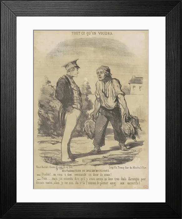Framed Print : Restaurateur au Bois de Boulogne, 19th century. Creator: Honore Daumier Framed Print : Restaurateur au Bois de Boulogne, 19th century. Creator: Honore Daumier