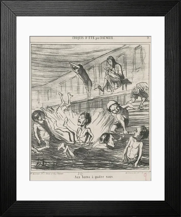 Framed Print : Aux bains a quatre sous, 19th century. Creator: Honore Daumier Framed Print : Aux bains a quatre sous, 19th century. Creator: Honore Daumier