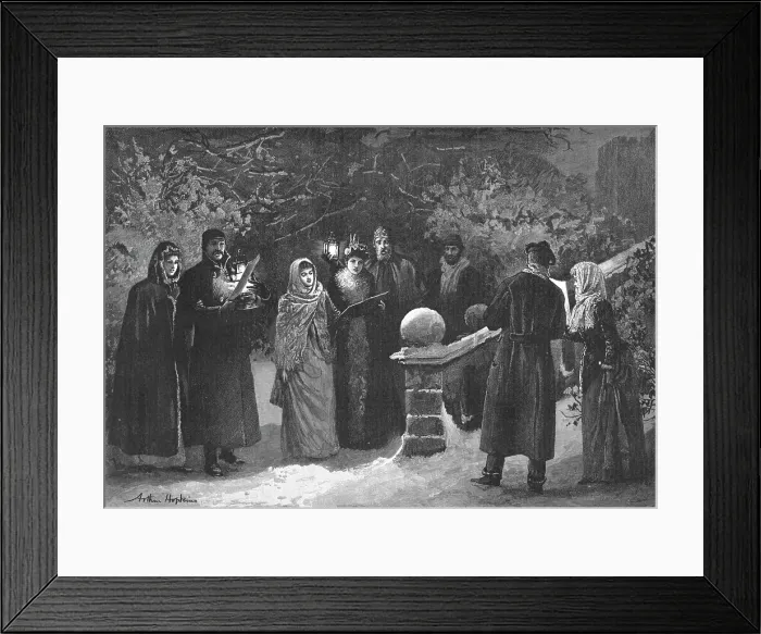 Framed Print : Amateur Wait's - A Country House Party Serenading Their Friends on Christmas Eve, 1891. Creator: Unknown. Amateur Wait's - A Country House Party Serenading Their Friends on Christmas Eve, 1891. Creator: Unknown Framed Print : Amateur Wait's - A Country House Party Serenading Their Friends on Christmas Eve, 1891. Creator: Unknown. Amateur Wait's - A Country House Party Serenading Their Friends on Christmas Eve, 1891. Creator: Unknown