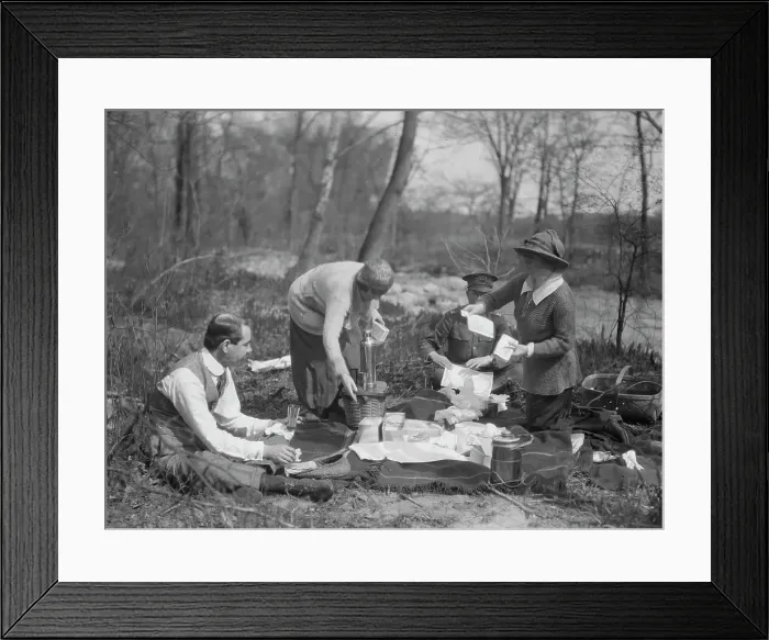 Framed Print : Picnic with Martha Hedman and friends, between 1912 and 1919. Creator: Arnold Genthe Framed Print : Picnic with Martha Hedman and friends, between 1912 and 1919. Creator: Arnold Genthe