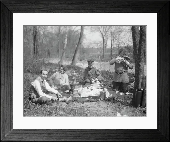 Framed Print : Picnic with Martha Hedman and friends, between 1912 and 1919. Creator: Arnold Genthe Framed Print : Picnic with Martha Hedman and friends, between 1912 and 1919. Creator: Arnold Genthe
