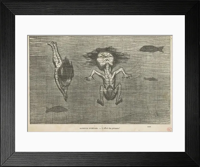 Framed Print : Baigneurs intrepédes, 19th century. Creator: Honore Daumier Framed Print : Baigneurs intrepédes, 19th century. Creator: Honore Daumier