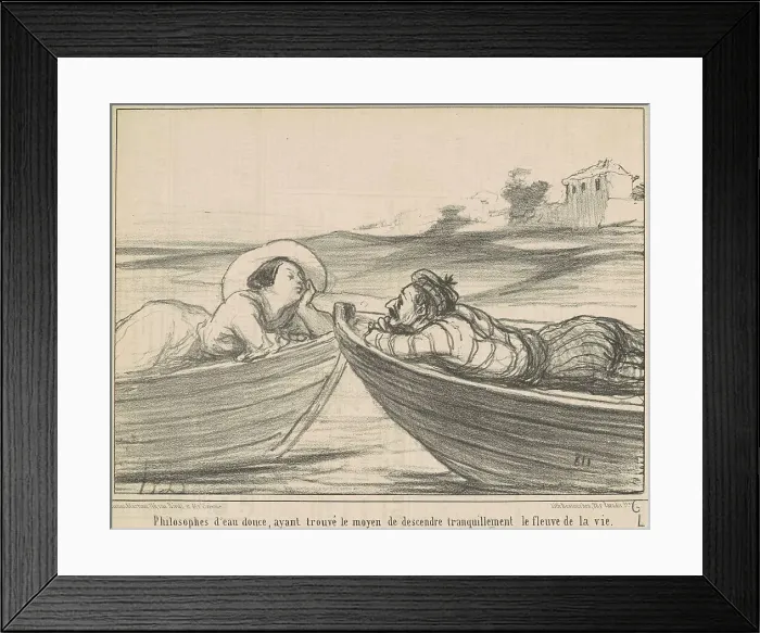 Framed Print : Philosophes d'eau douce... 19th century. Creator: Honore Daumier Framed Print : Philosophes d'eau douce... 19th century. Creator: Honore Daumier