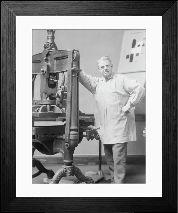 Framed Print : Goudy, Frederick, Mr. at his printing press, 1924 Mar. 15. Creator: Arnold Genthe Framed Print : Goudy, Frederick, Mr. at his printing press, 1924 Mar. 15. Creator: Arnold Genthe