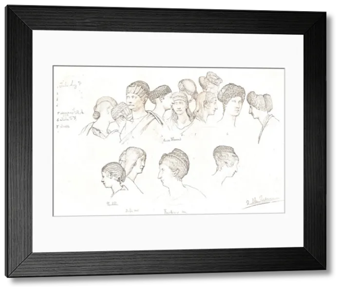 Framed Print : Studies of Roman Headdresses in the Uffizi Museum Florence, c1880-83. Creator: Sir Lawrence Alma-Tadema Framed Print : Studies of Roman Headdresses in the Uffizi Museum Florence, c1880-83. Creator: Sir Lawrence Alma-Tadema