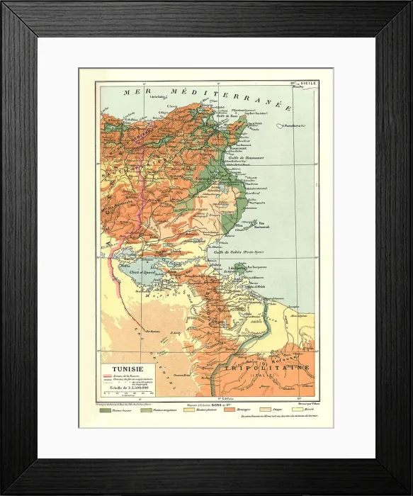 Framed Print : Relief Map of Tunisie, 1914. Creator: Unknown Framed Print : Relief Map of Tunisie, 1914. Creator: Unknown