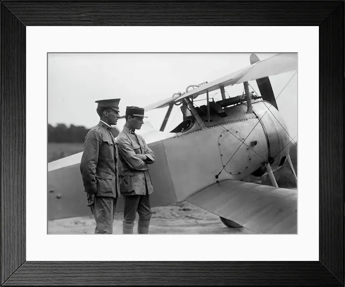 Framed Print : Langley Field, Va. - French Nieuport Plane, Type 17, with Capt. J.C. Bartolf And Lt. E... 1917. Creator: Harris & Ewing. Langley Field, Va. - French Nieuport Plane, Type 17, with Capt. J.C. Bartolf And Lt. E... 1917. Creator: Harris & Ewing
