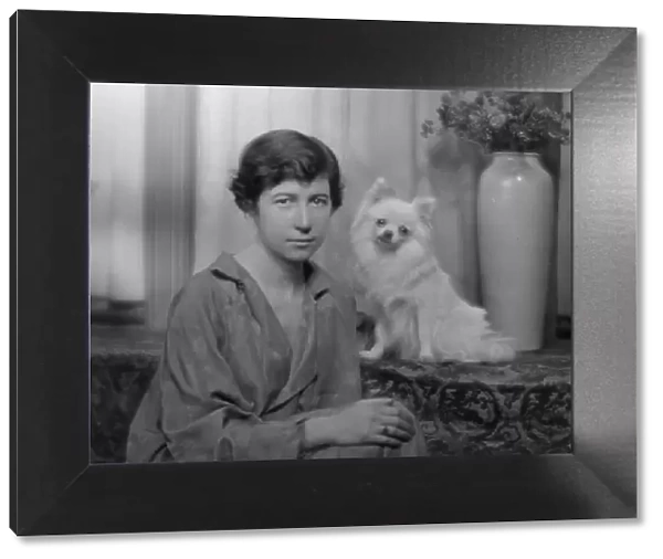 Stimson, Henry B. Mrs. with dog, portrait photograph, 1915. Creator: Arnold Genthe