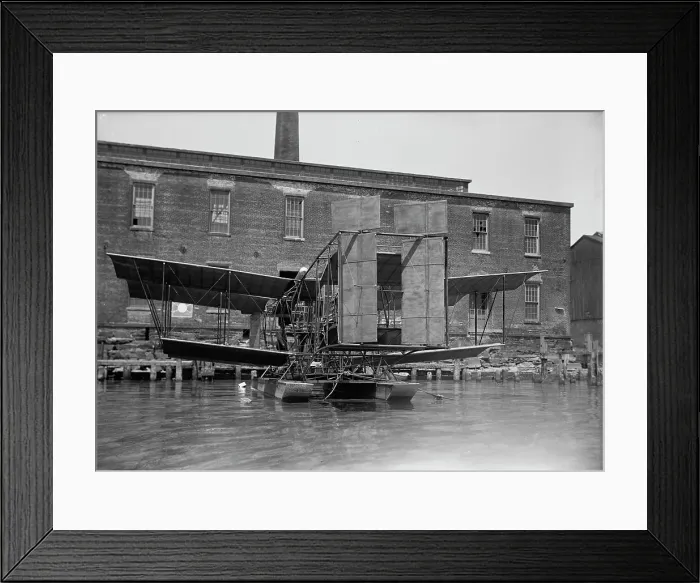 Framed Print : Experimental Tandem Biplane On Potomac Embodying Langley Principles, 1917. Creator: Harris & Ewing. Experimental Tandem Biplane On Potomac Embodying Langley Principles, 1917. Creator: Harris & Ewing Framed Print : Experimental Tandem Biplane On Potomac Embodying Langley Principles, 1917. Creator: Harris & Ewing. Experimental Tandem Biplane On Potomac Embodying Langley Principles, 1917. Creator: Harris & Ewing