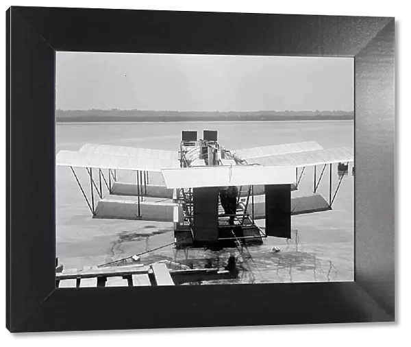Experimental Tandem Biplane On Potomac Embodying Langley Principles, 1917. Creator: Harris & Ewing. Experimental Tandem Biplane On Potomac Embodying Langley Principles, 1917. Creator: Harris & Ewing