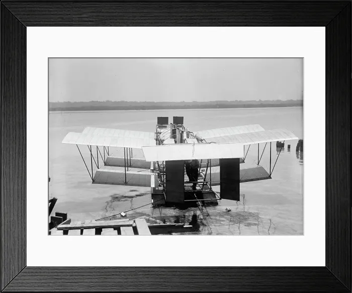 Framed Print : Experimental Tandem Biplane On Potomac Embodying Langley Principles, 1917. Creator: Harris & Ewing. Experimental Tandem Biplane On Potomac Embodying Langley Principles, 1917. Creator: Harris & Ewing Framed Print : Experimental Tandem Biplane On Potomac Embodying Langley Principles, 1917. Creator: Harris & Ewing. Experimental Tandem Biplane On Potomac Embodying Langley Principles, 1917. Creator: Harris & Ewing
