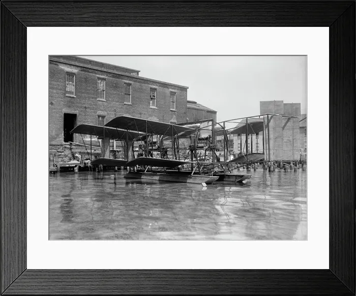 Framed Print : Experimental Tandem Biplane On Potomac Embodying Langley Principles, 1917. Creator: Harris & Ewing. Experimental Tandem Biplane On Potomac Embodying Langley Principles, 1917. Creator: Harris & Ewing Framed Print : Experimental Tandem Biplane On Potomac Embodying Langley Principles, 1917. Creator: Harris & Ewing. Experimental Tandem Biplane On Potomac Embodying Langley Principles, 1917. Creator: Harris & Ewing