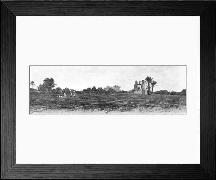 Framed Print : Un puits a traction animals, l'outre (delou) est tiree par un chameau; Afrique du nord, 1914. Creator: Jules Gervais-Courtellemont Framed Print : Un puits a traction animals, l'outre (delou) est tiree par un chameau; Afrique du nord, 1914. Creator: Jules Gervais-Courtellemont