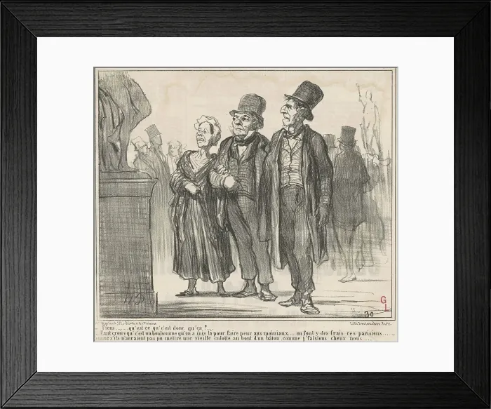 Framed Print : Tiens... qu'est-ce qu'c'est donc qu'ça?... 19th century. Creator: Honore Daumier Framed Print : Tiens... qu'est-ce qu'c'est donc qu'ça?... 19th century. Creator: Honore Daumier