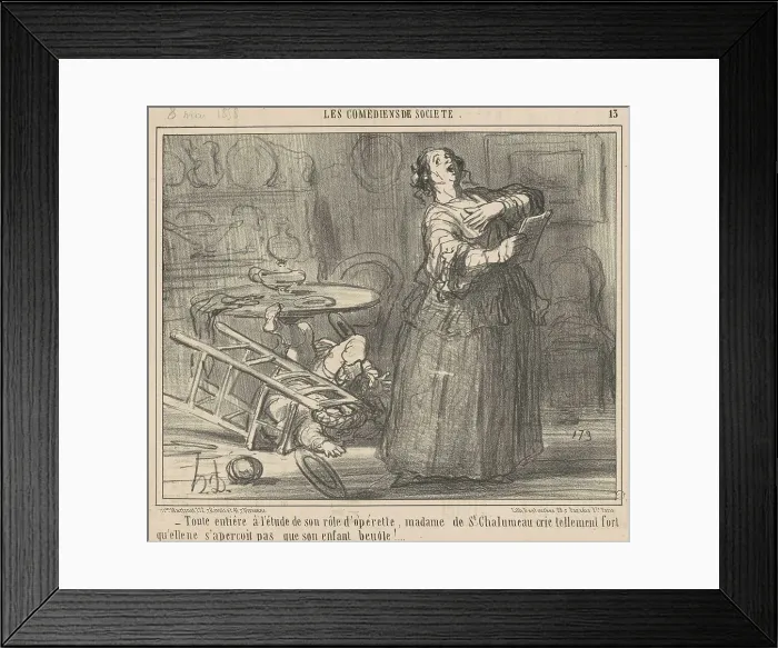 Framed Print : Toute entière a l'etude de son role... 19th century. Creator: Honore Daumier Framed Print : Toute entière a l'etude de son role... 19th century. Creator: Honore Daumier